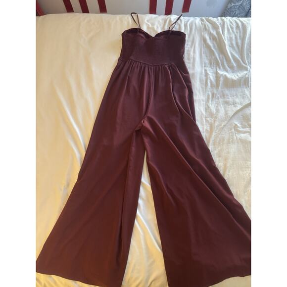 BOG Collective Burgundy Wide Leg Jumpsuit Sweetheart Neckline Fancy XL Holiday - Picture 6 of 6